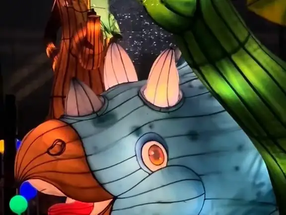 A glowing dinosaur lantern